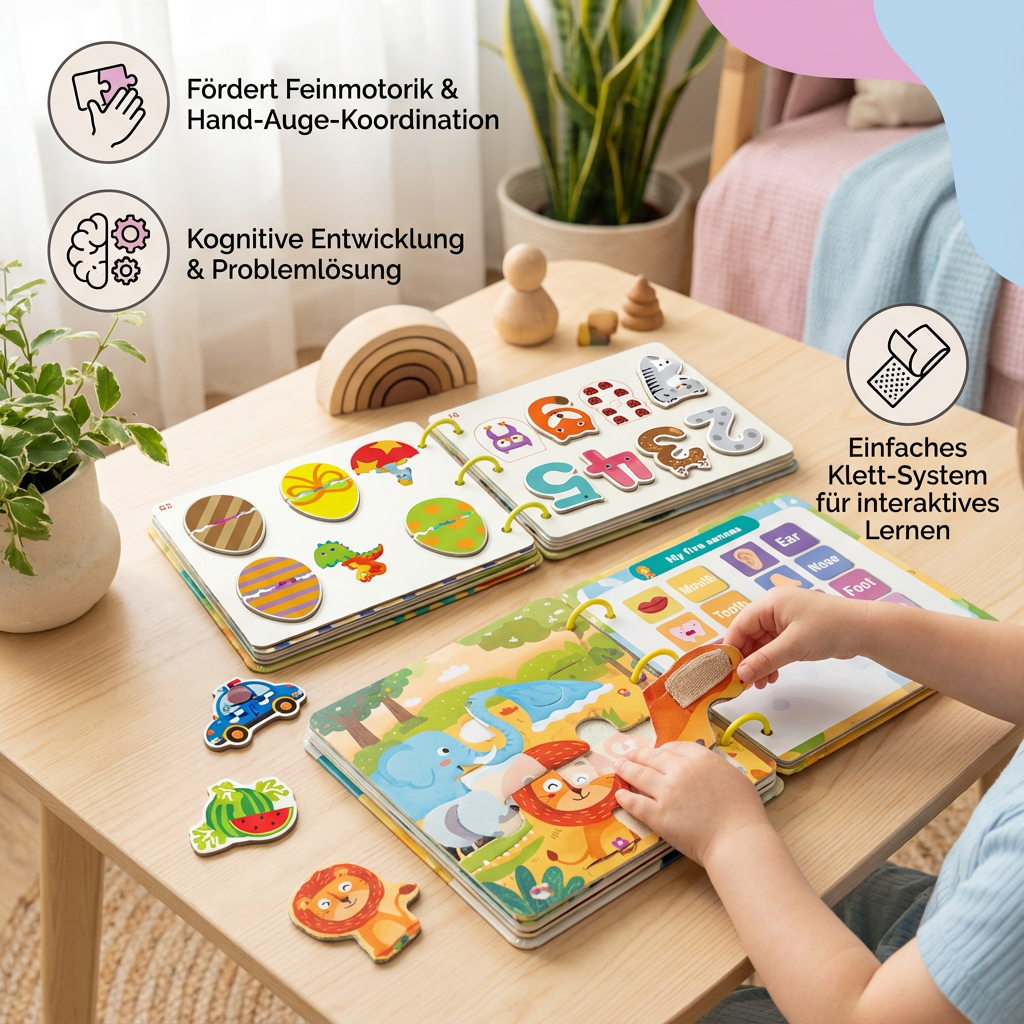 Montessori Beschäftigungsbuch mit sensorischen Elementen