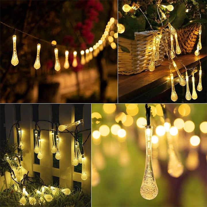 Solar-Lichterkette mit Wassertropfen-Design – 8 Modi