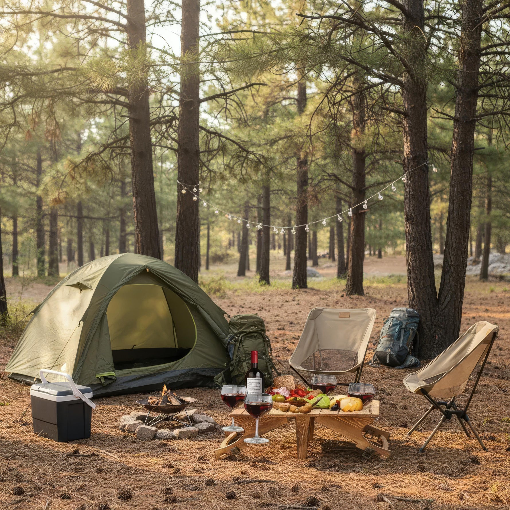 Compact Folding Table with Wine Glass Holder for Outdoor Adventures