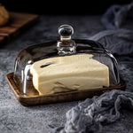 Elegante Butterdose aus Holz mit Glasdeckel – Stilvolles Tischzubehör