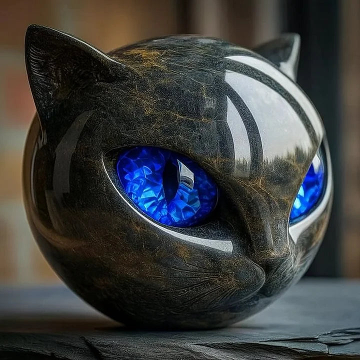 Smarte Katzenkopf Skulptur – Fesselnder Blick und Eleganz