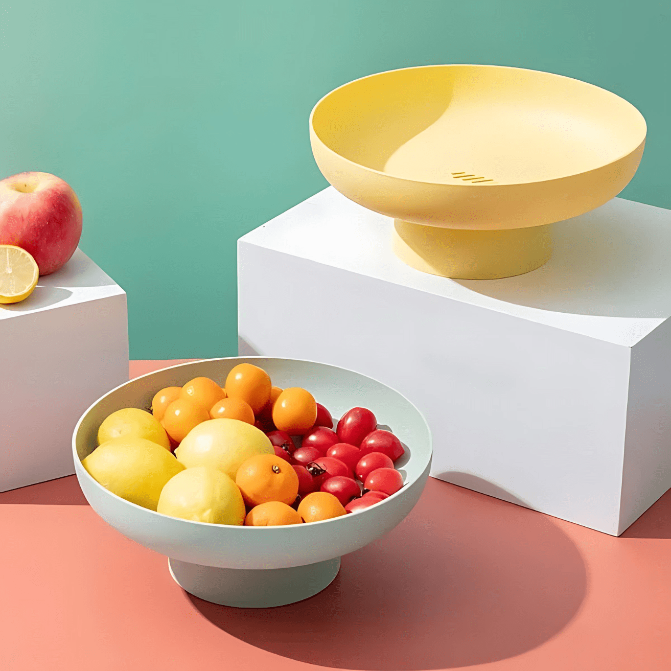 Elegante Obstschalen mit innovativem Abflusssystem (4er Set)
