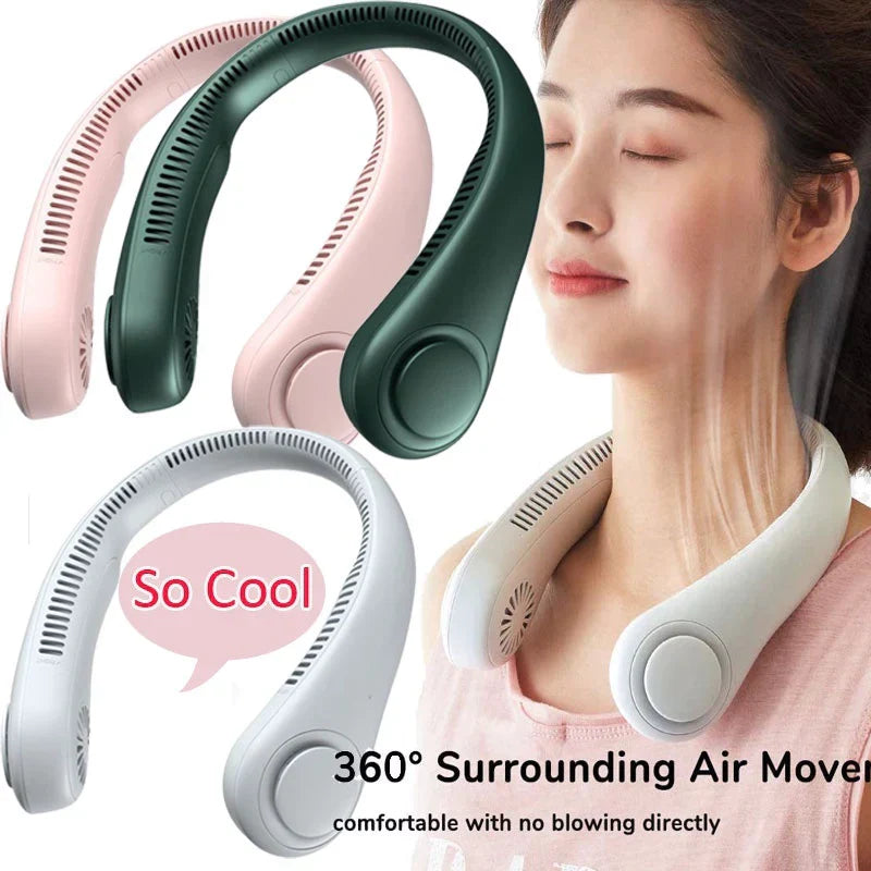 Halsventilator ohne Flügel, 360° tragbarer Kühlventilator mit 3 Stufen