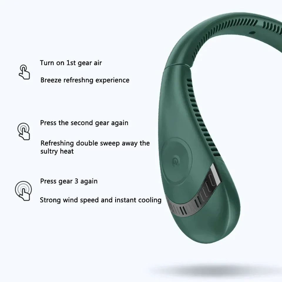 Halsventilator ohne Flügel, 360° tragbarer Kühlventilator mit 3 Stufen