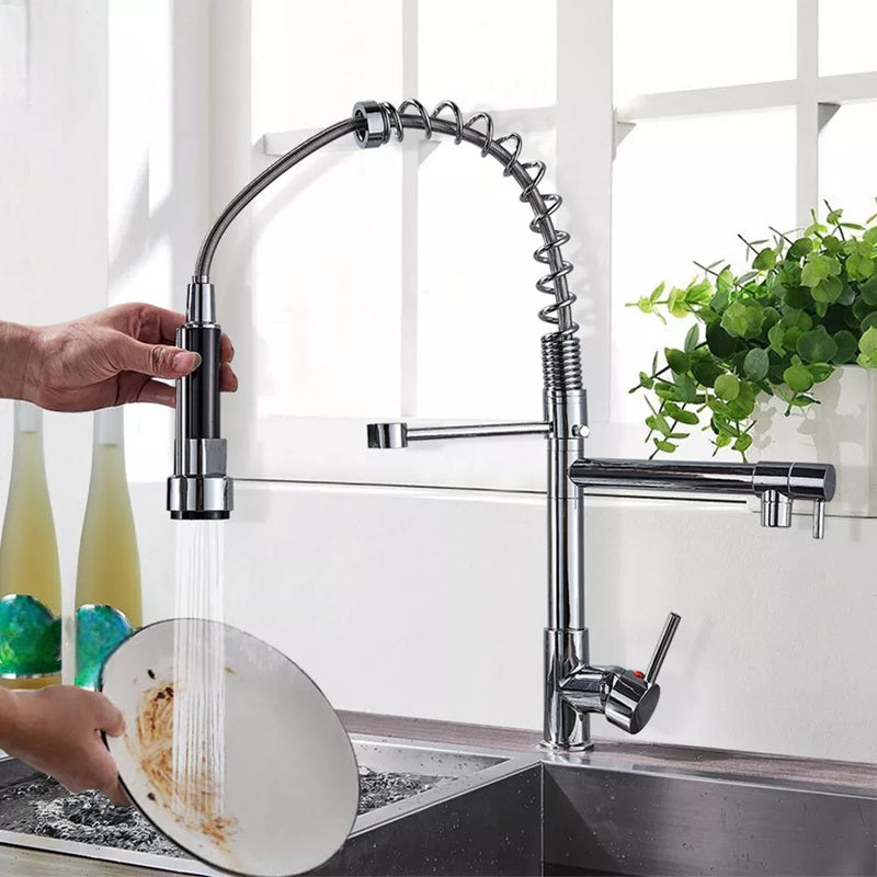 Küchenarmatur mit ausziehbarem Wasserhahn, 360° drehbarem Auslauf und Dual-Modus Sprühkopf