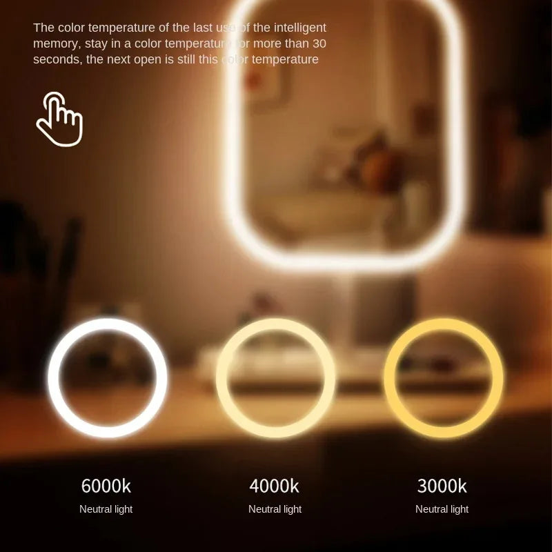 Eleganter LED Schminkspiegel mit Touch-Steuerung und 3 Lichtmodi