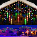 Frosted LED Curtain Lights String | 8 Creative Lighting Modes | Festive Winter Decoration 2025 | EU Plug