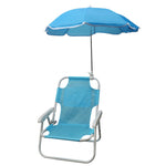 Foldable children's beach chair with integrated sunshade