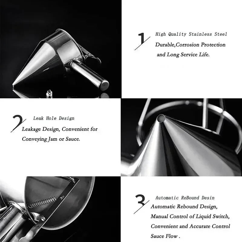 Precise Stainless Steel Batter Dispenser with Stand for Perfect Portions | 600 ml or 1200 ml