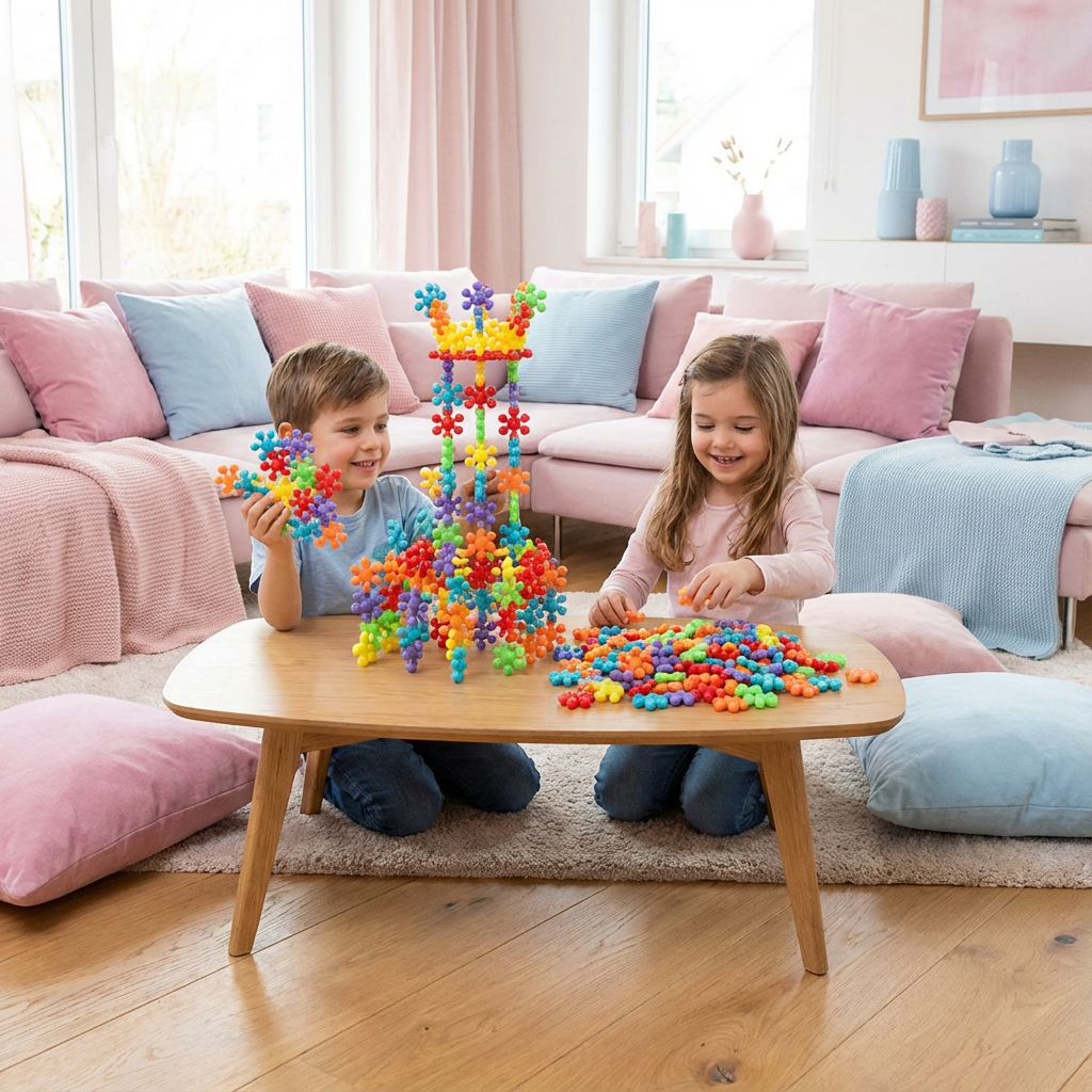 Schneeflocken Bausteine für kreative Montessori-Spieler