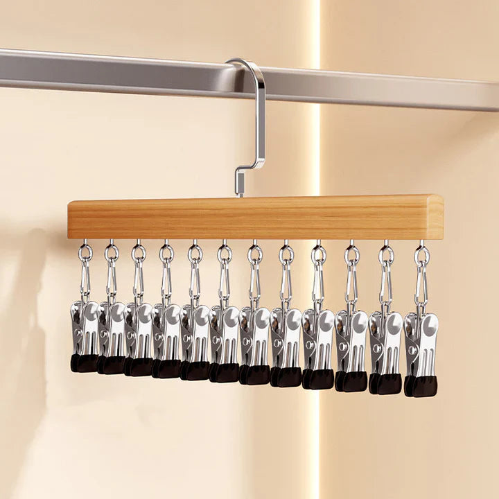 Holzkleiderbügel mit Edelstahlclips – Mehr Platz, weniger Chaos - 2er Set