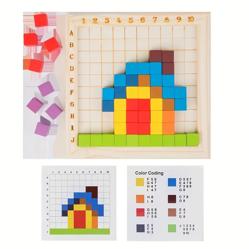 Holzspielzeug mit Montessori-Farben für Buchstaben und Zahlen