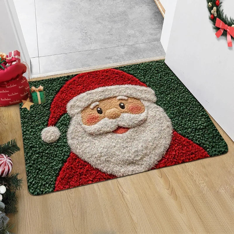 Festive Doormat for Christmas | Gingerbread & Santa Design | Non-Slip & Washable