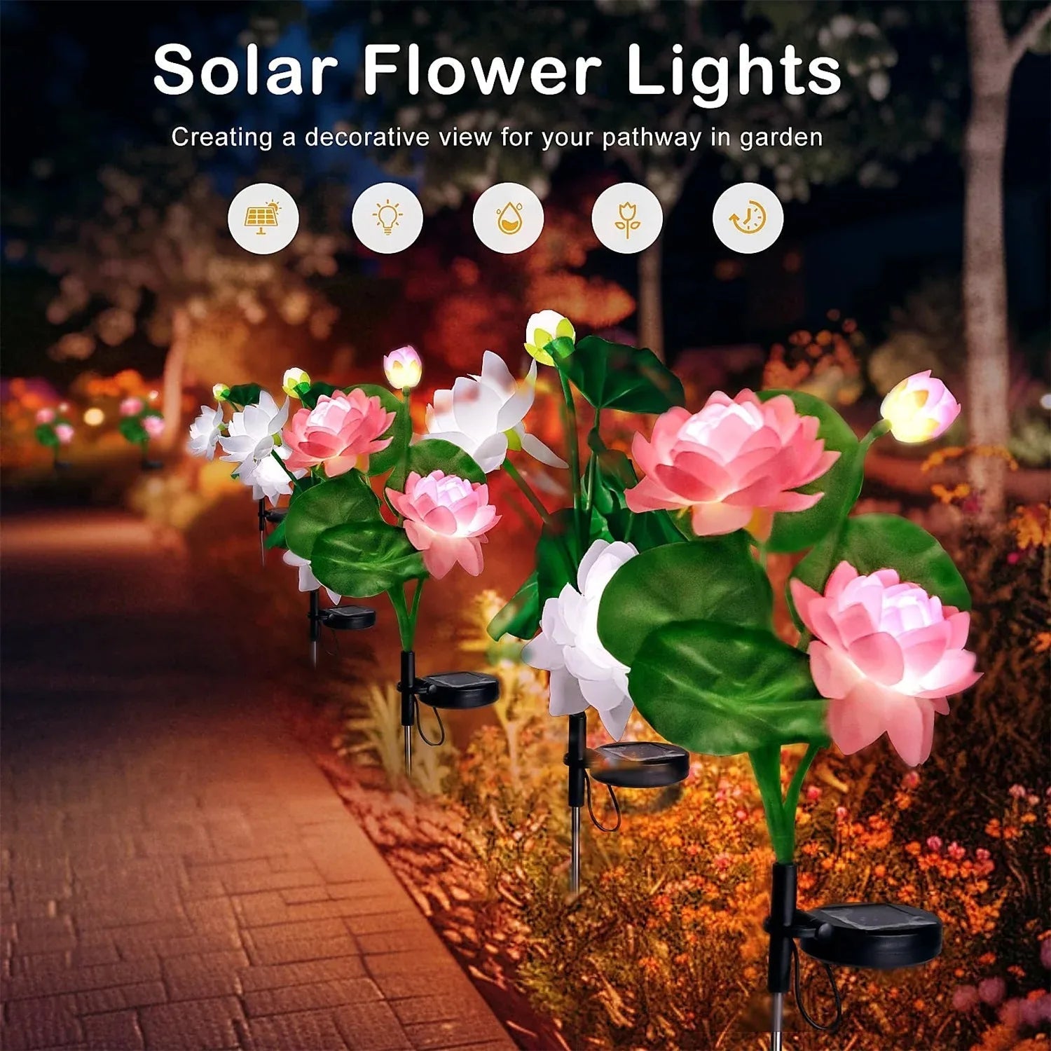 Sonnenblüten Gartenleuchte | Elegantes Lotusdesign | Wetterfest