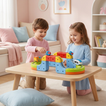 Kinderspielzeug mit Magnetischen Würfeln und Schienen