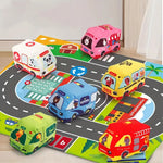 Plüschspielzeug-Autos mit Straßenmatte und Tragetasche – 2in1
