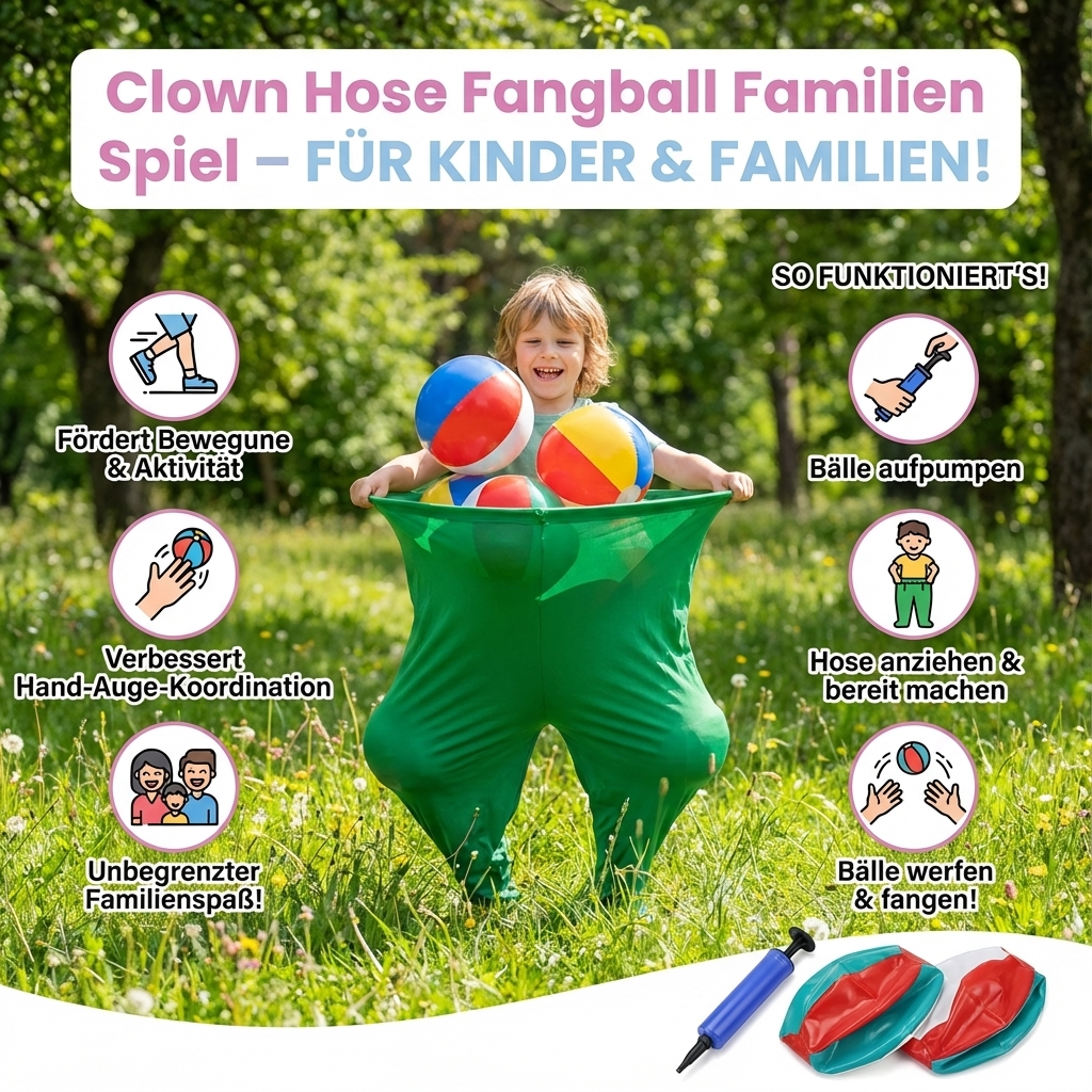 Familien Spiel mit Clown-Hose Fangball