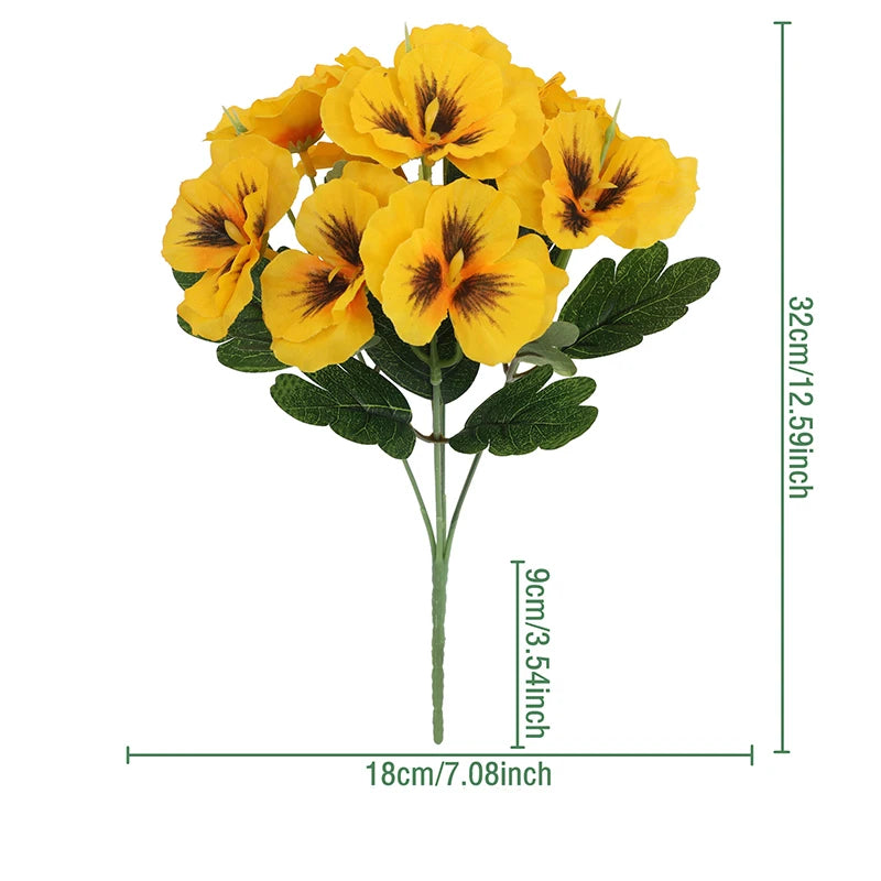 Elegant Artificial Pansies | 5 Stems for Events and Decoration
