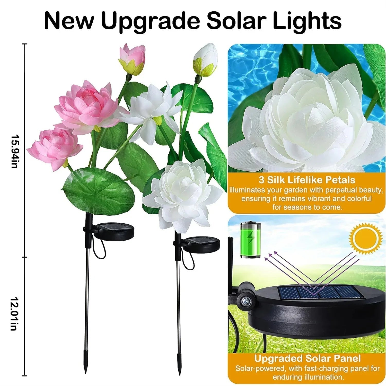 Sonnenblüten Gartenleuchte | Elegantes Lotusdesign | Wetterfest