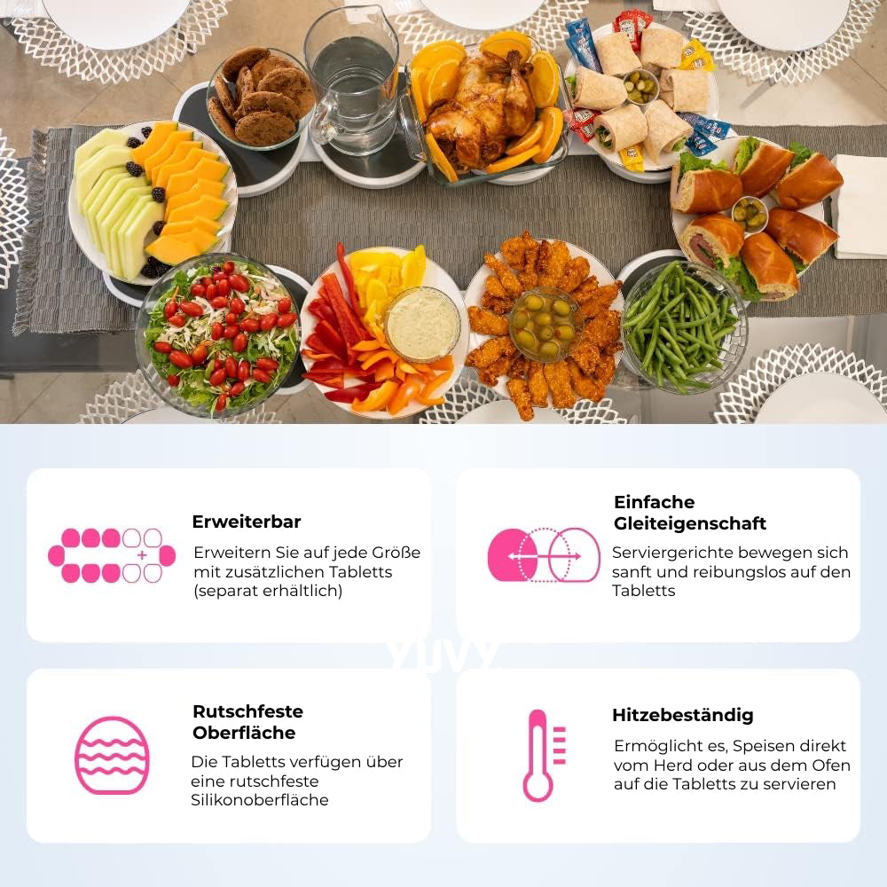 Drehbares Servier-Set für den Esstisch – 8 rutschfeste Platten