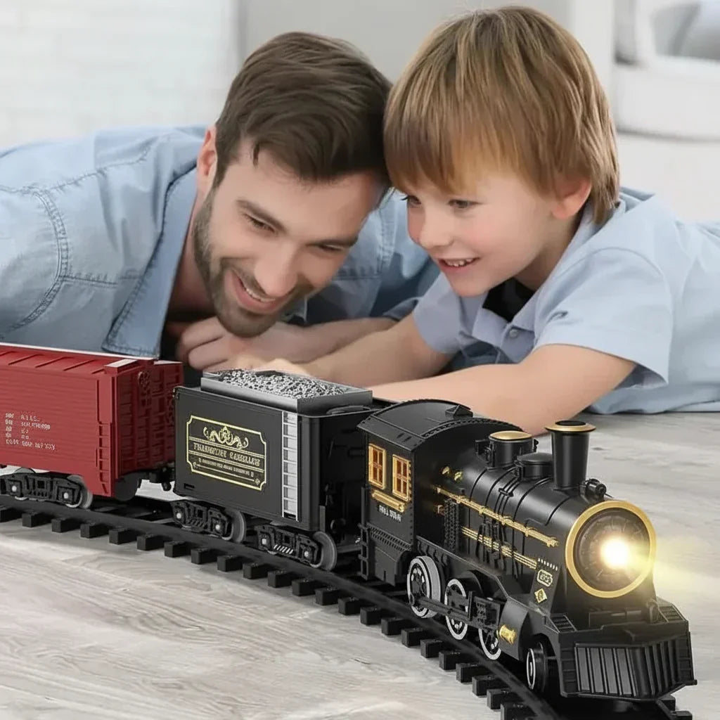 Electric Christmas Train Set with Adjustable Tracks for Festive Decor