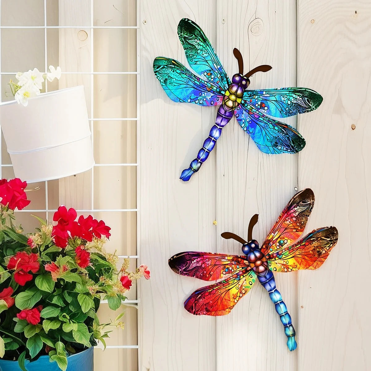 Dynamic 3D Wrought Iron Dragonfly Wall Decor