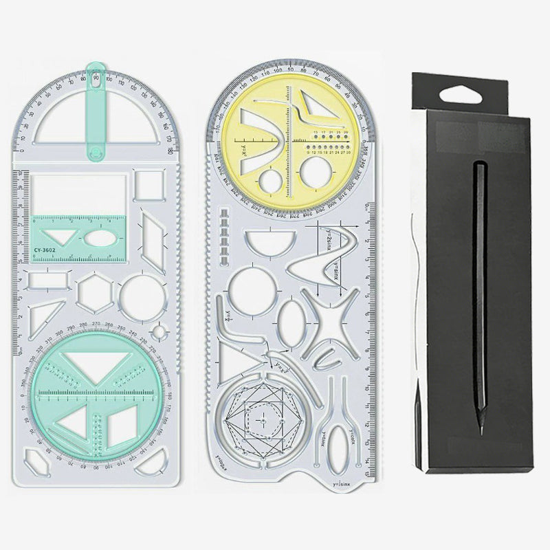 Vielseitiger Geometrie-Lineal mit drehbarem Winkelmesser