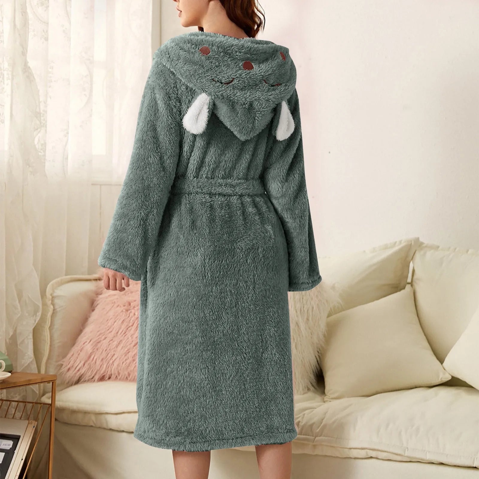 Cuddly flannel bathrobe with bunny ears | Warm & easy-care