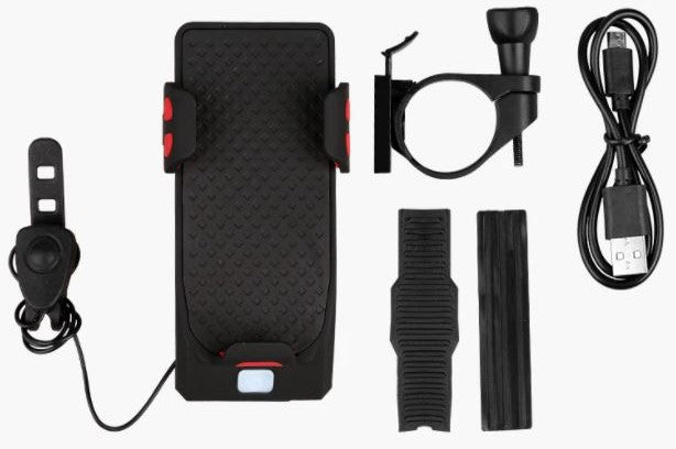 FahrRadPro | Multifunktionales Fahrradzubehör – Halterung, Powerbank, LED-Beleuchtung und Hupe
