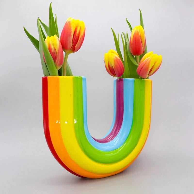 Keramische Regenbogenvase mit künstlerischem Design – ArcBloom
