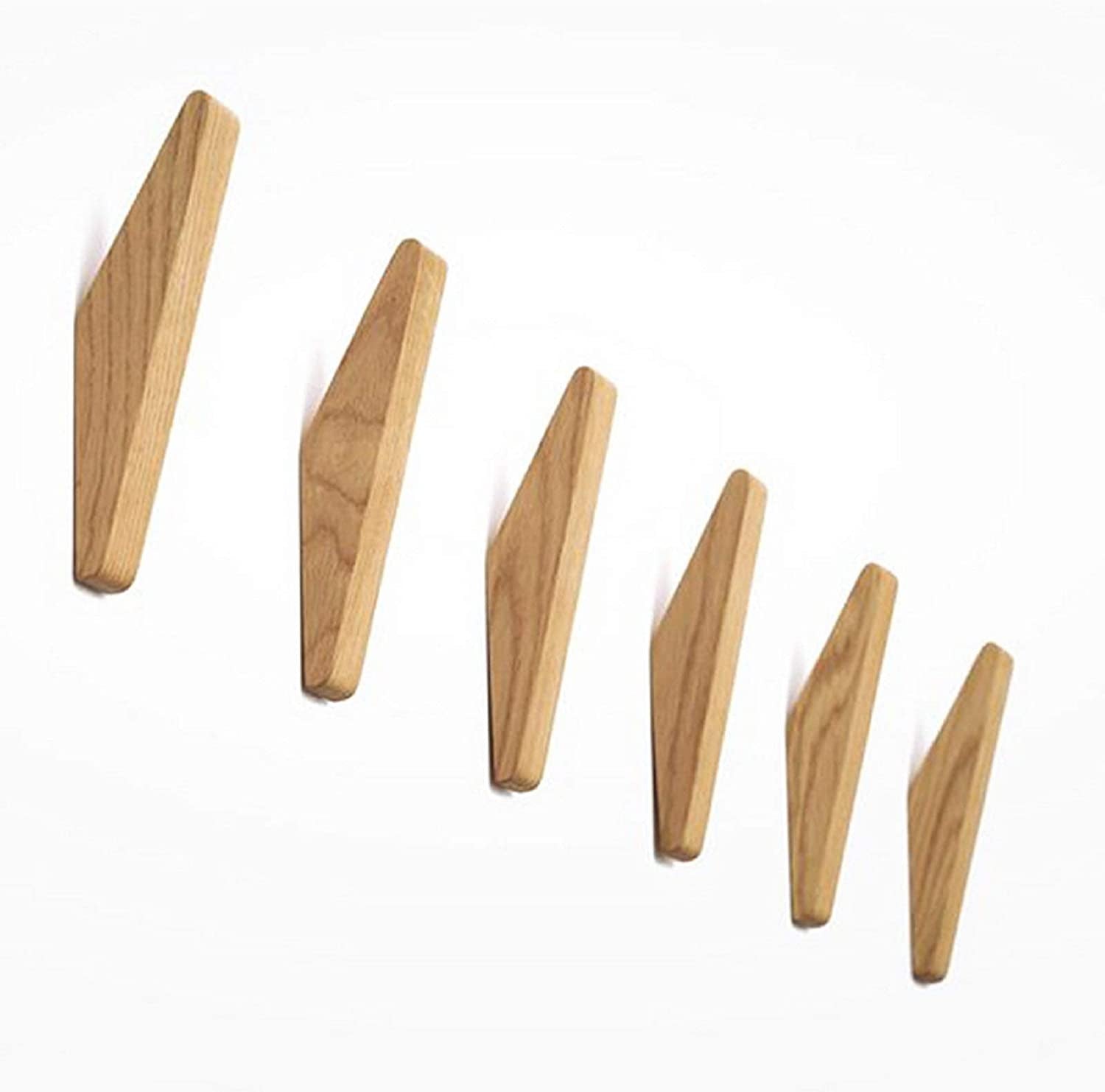 Set aus 6 minimalistischen Wandhaken aus massivem Holz – Nordhaak