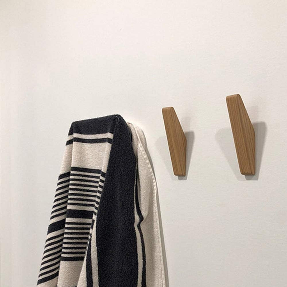 Set aus 6 minimalistischen Wandhaken aus massivem Holz – Nordhaak