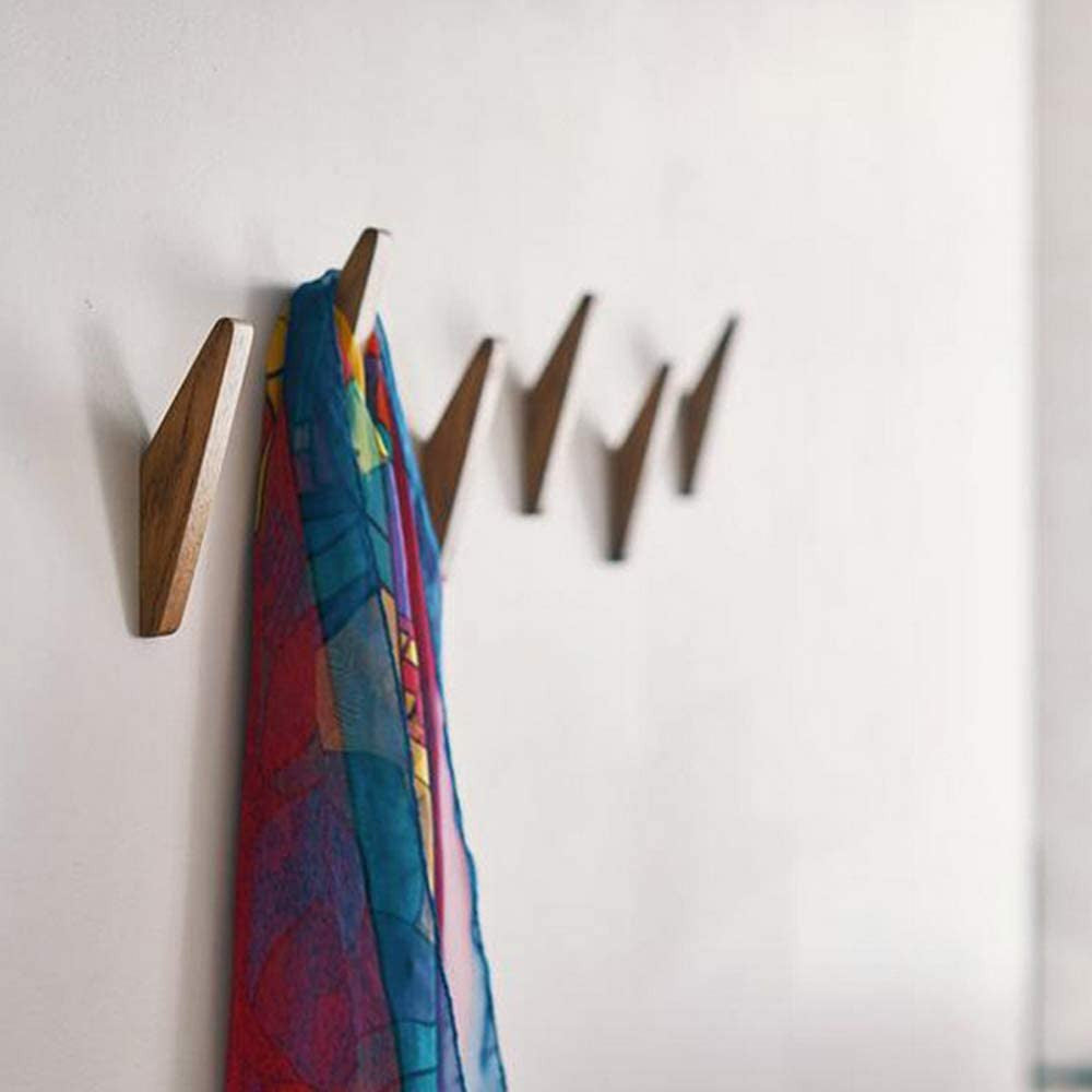 Set aus 6 minimalistischen Wandhaken aus massivem Holz – Nordhaak