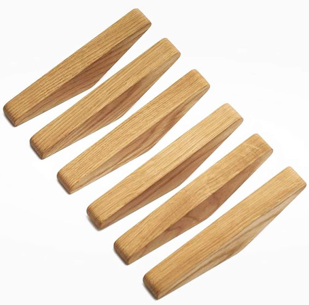 Set aus 6 minimalistischen Wandhaken aus massivem Holz – Nordhaak