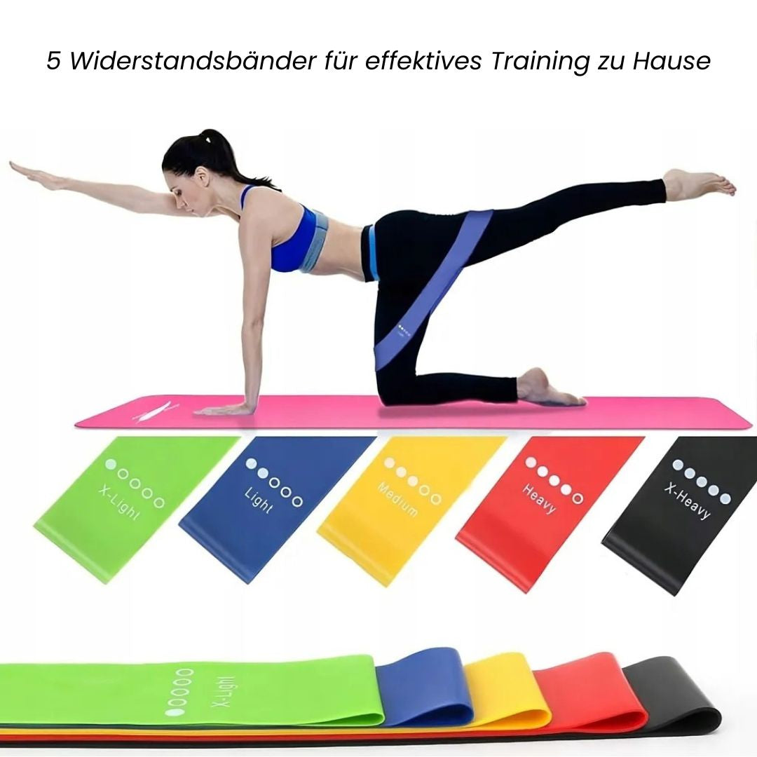 5-teiliges Set mit Widerstandsbändern für effektives Training zu Hause