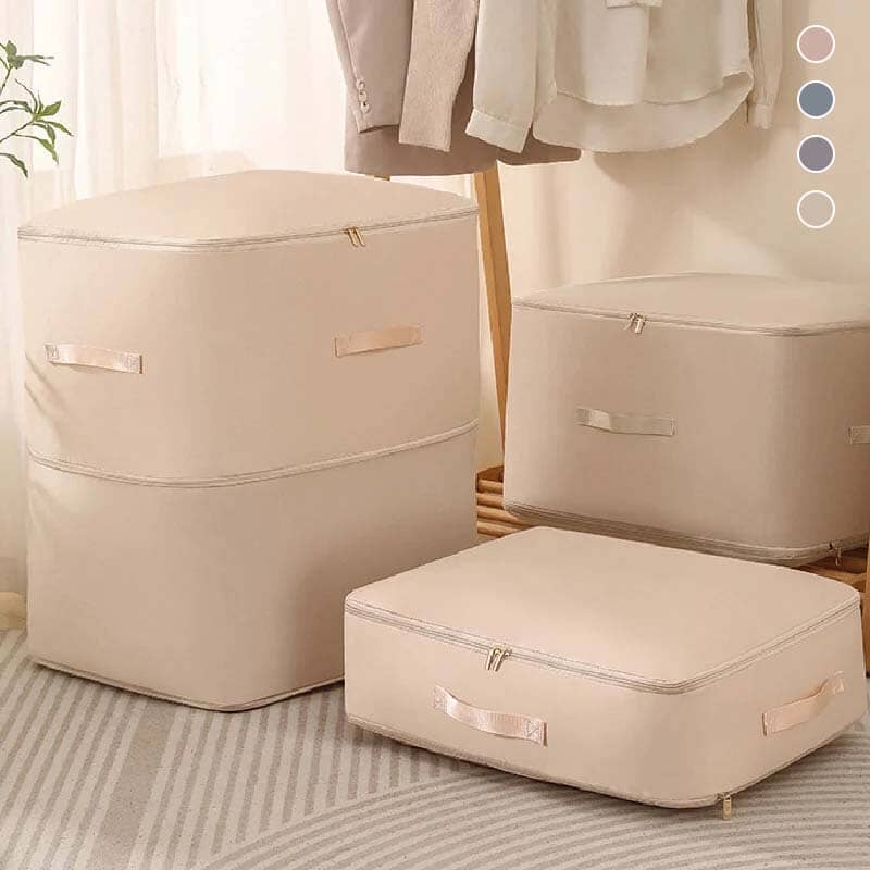 Space-saving, self-compressing storage bag