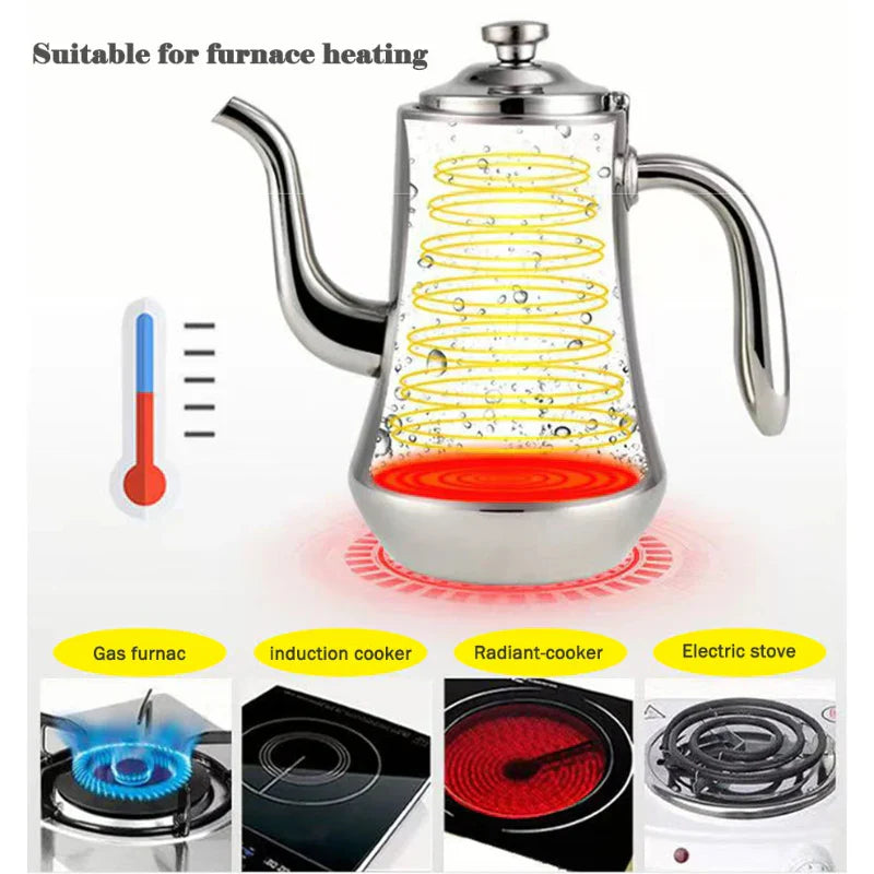 Edelstahl Wasserkocher mit langem Ausguss und Filter in Lebensmittelqualität