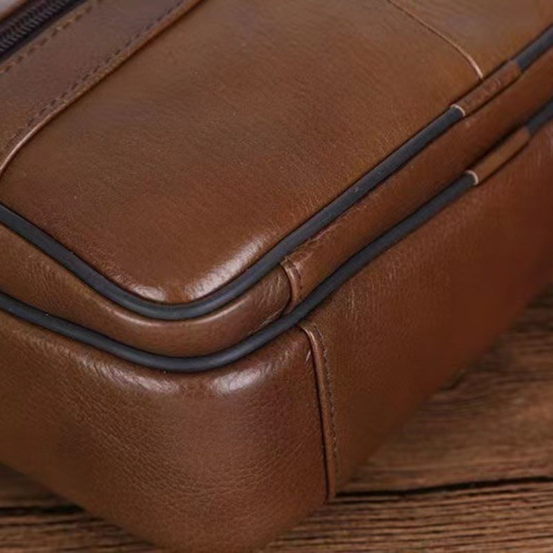 Herren Schultertasche aus Leder – Geräumige Rindsledertasche mit verstellbarem Gurt