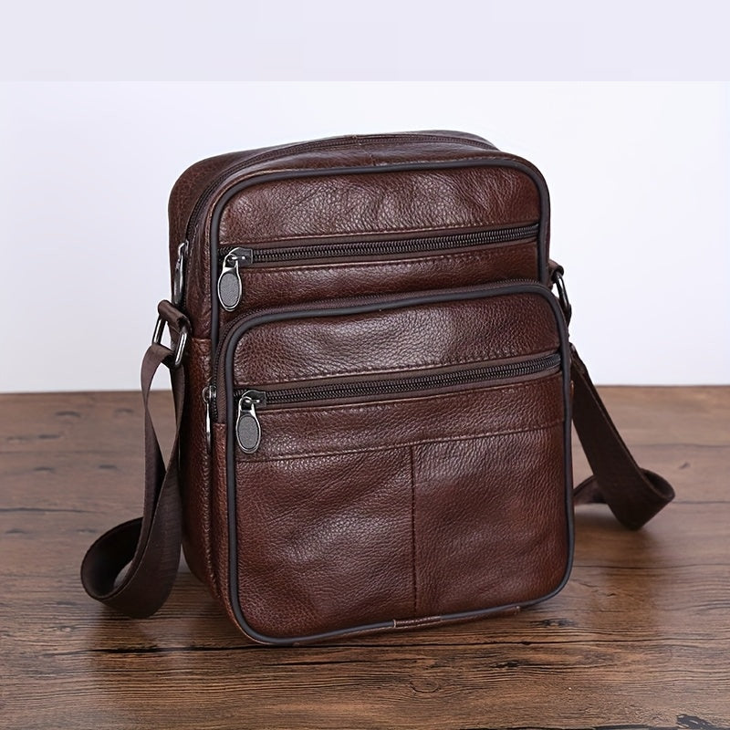Herren Schultertasche aus Leder – Geräumige Rindsledertasche mit verstellbarem Gurt