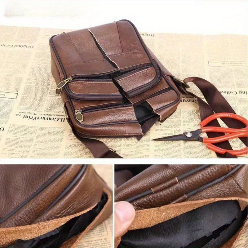 Herren Schultertasche aus Leder – Geräumige Rindsledertasche mit verstellbarem Gurt