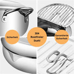 Stainless Steel Deep Fryer with Thermometer for Perfect Frying Results