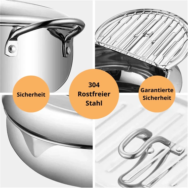 Stainless Steel Deep Fryer with Thermometer for Perfect Frying Results