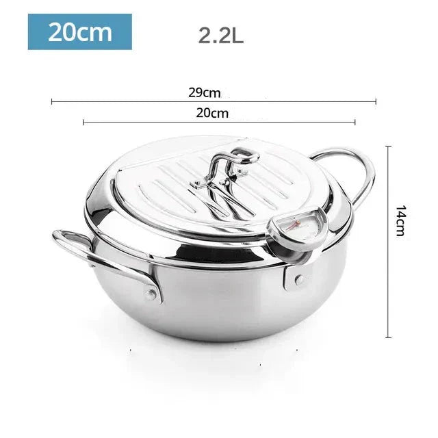 Stainless Steel Deep Fryer with Thermometer for Perfect Frying Results