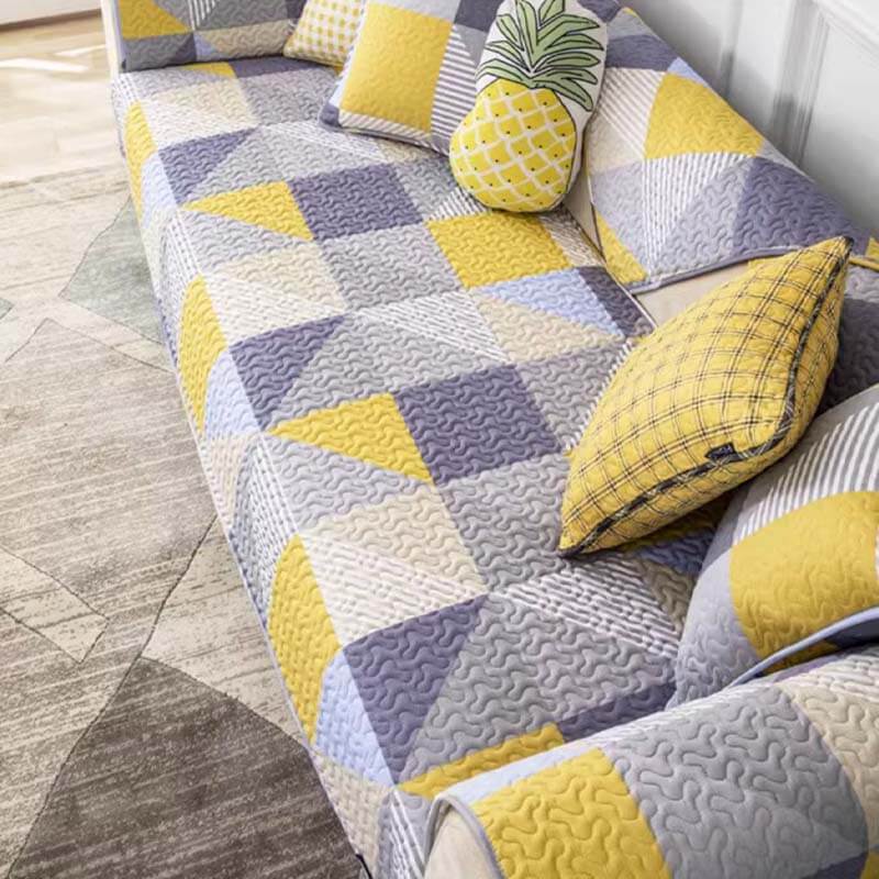Waschbarer Baumwollsofaüberwurf mit kunstvollem geometrischen Muster