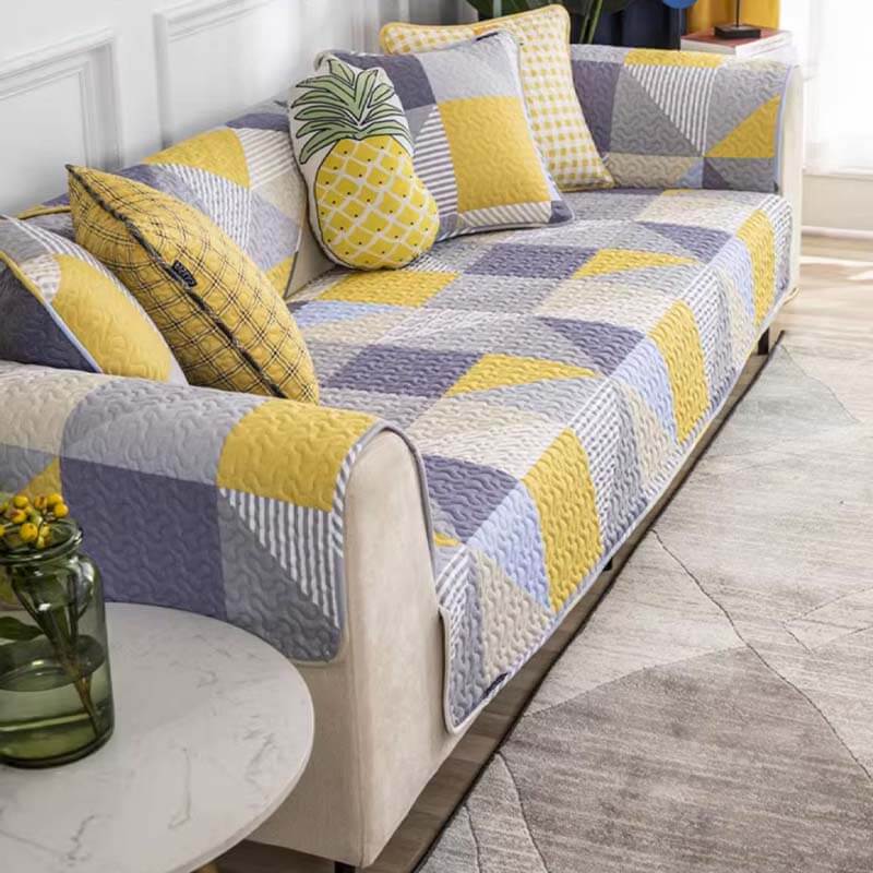 Waschbarer Baumwollsofaüberwurf mit kunstvollem geometrischen Muster