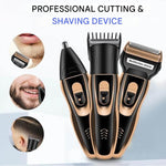 3-in-1 Trimmer ohne Kabel – Barttrimmer, Nasenhaarschneider und Rasierer