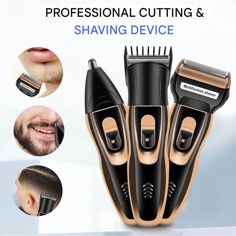 3-in-1 Trimmer ohne Kabel – Barttrimmer, Nasenhaarschneider und Rasierer