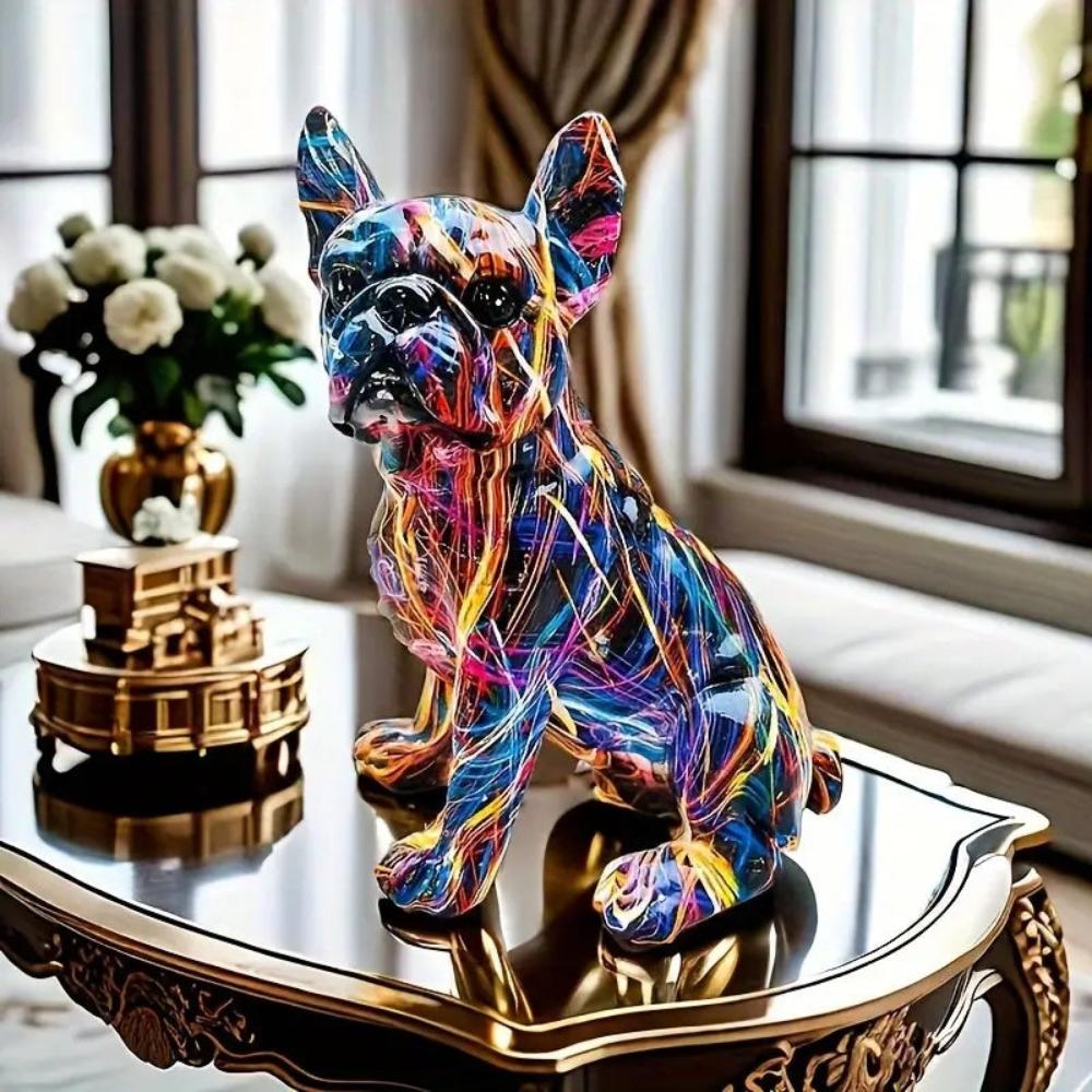 Künstlerische Bulldoggen-Skulptur im Graffiti-Stil für Ihr Zuhause