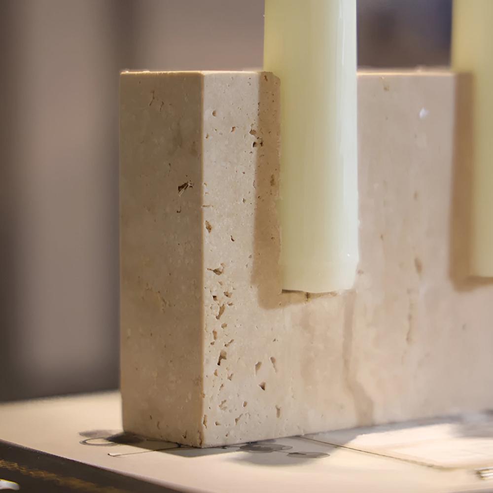 Eleganter Travertin Kerzenhalter - Modern für Stabkerzen