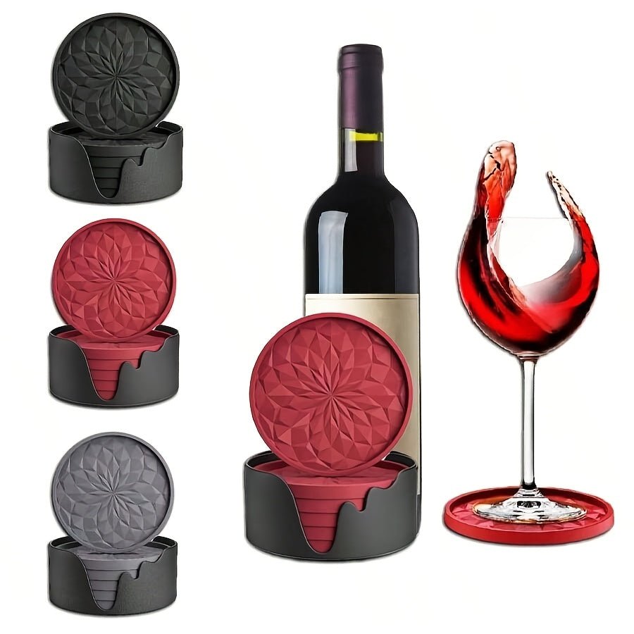 ElegantSafe - Rutschfeste Untersetzer für Gläser – 6er Set mit Halter